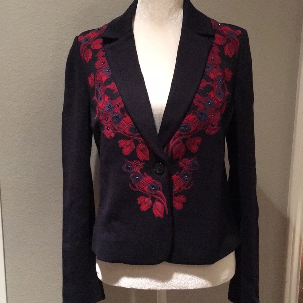 Tory Burch Blazer with Tex Embroidered Design